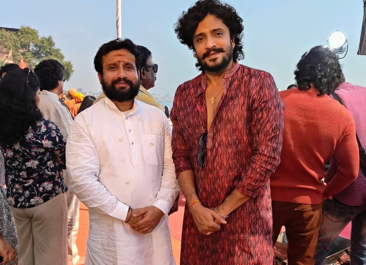 Wedding puja ceremony with bride and groom under mandap